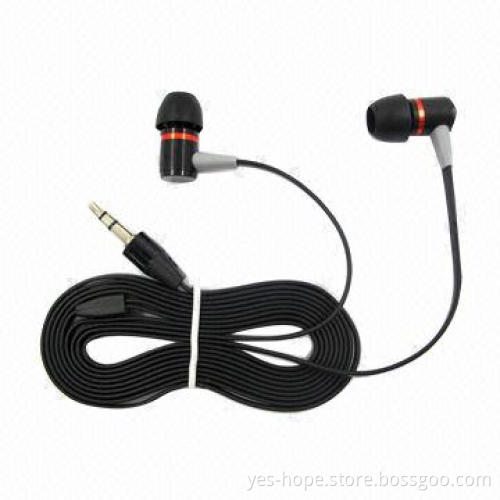 Newest Flat Wired Earphones with Mic, 20-20kHz Frequency Response, 32 Ohms Impedance